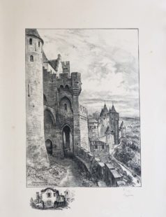 Lithographie ancienne de Carcassonne - Albert Robida