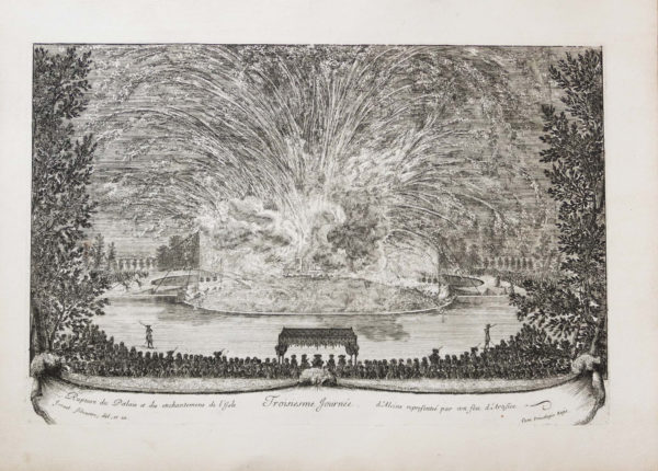 Gravure ancienne - Les Fêtes de Versailles - Israel Silvestre