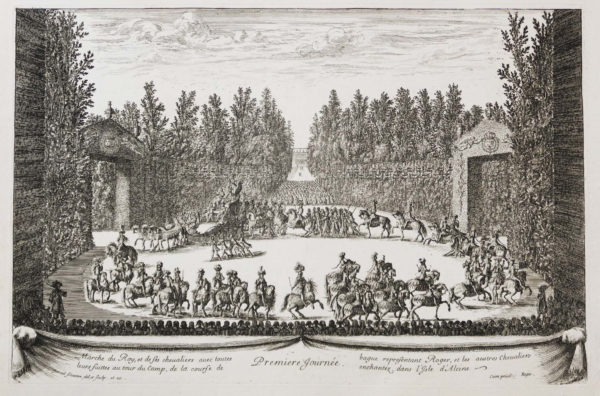 Gravure ancienne - Les Fêtes de Versailles - Israel Silvestre