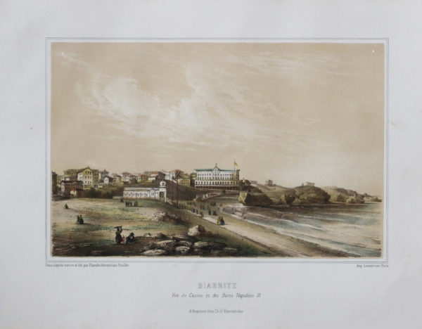 Lithographie ancienne du Casino de Biarritz