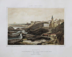 Lithographie du port des pêcheurs de Biarritz