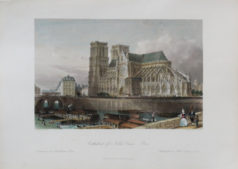 Lithographie ancienne de Notre-Dame de Paris