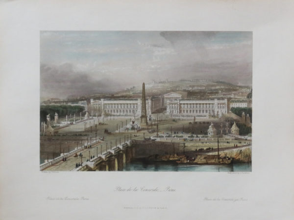 Lithographie ancienne de la Place de la Concorde