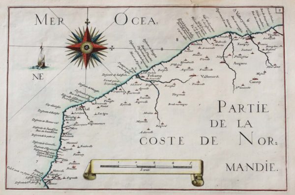 Carte marine ancienne d’Etretat - Fécamp