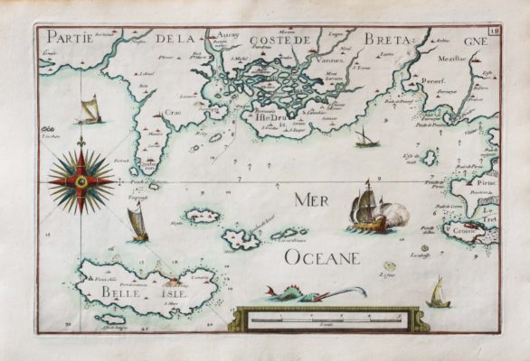 Carte marine ancienne de Belle-Ile - Quiberon - Croisic