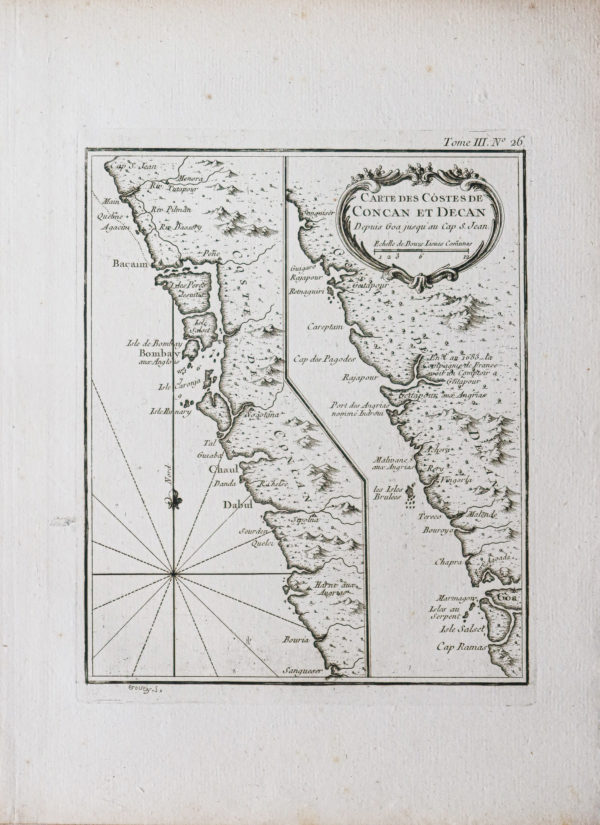 Carte marine ancienne des Côtes de Concan - Bombay