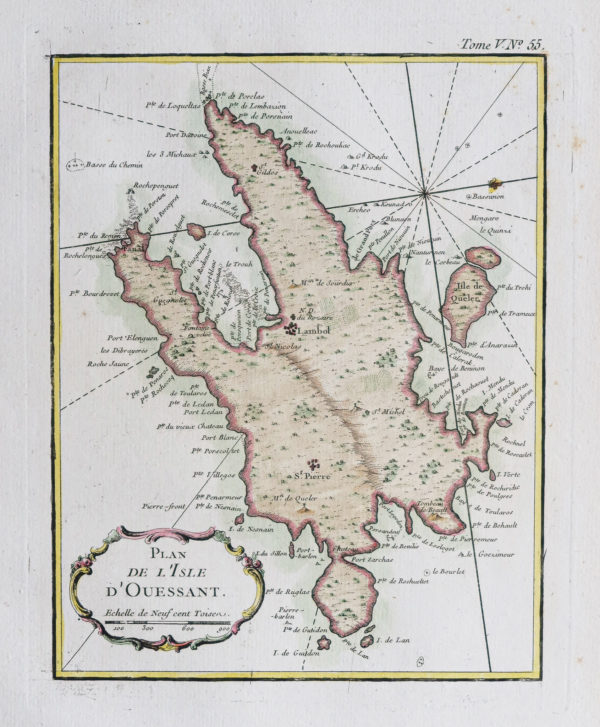 Carte marine ancienne de l’Ile d’Ouessant - Bretagne