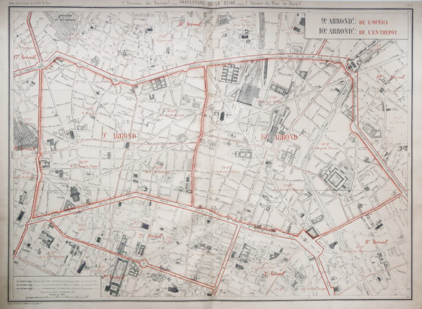 Plan ancien du 9e et 10e arrondissements de Paris