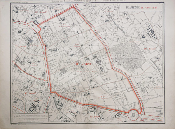 Plan ancien du 11e arrondissement de Paris