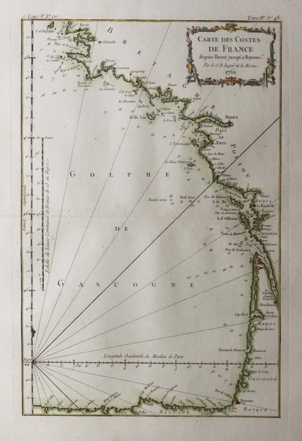 Carte marine de la Côte atlantique - France - Espagne