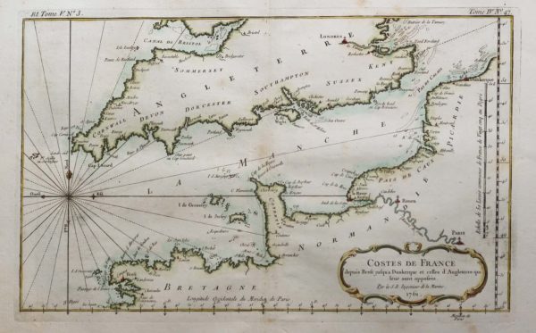 Carte marine ancienne de la Manche