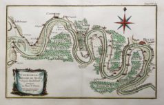 Carte ancienne de la rivière de la Seine - Caudebec - Rouen