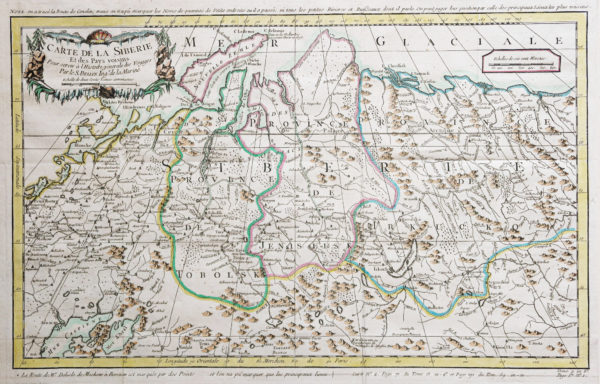 Carte géographique ancienne de la Sibérie