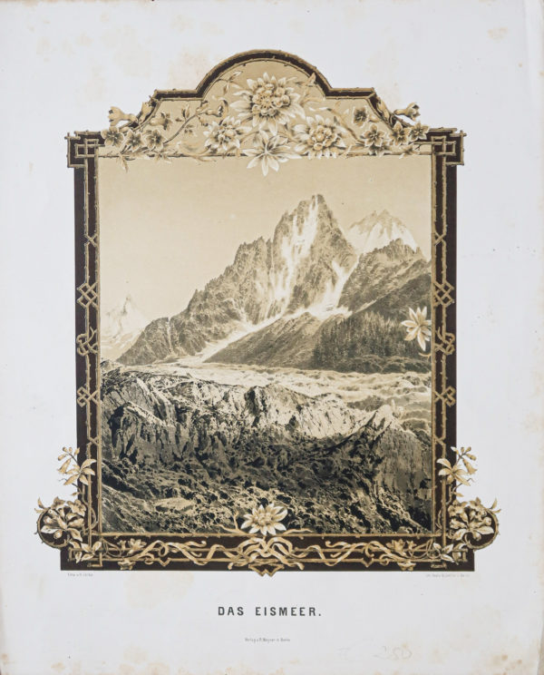 Lithographie ancienne du Mont Blanc