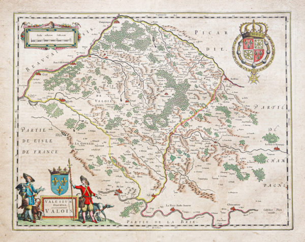 Carte géographique ancienne du Valois - Oise