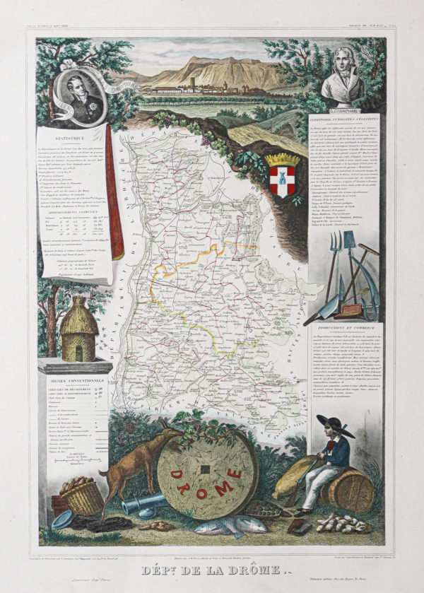 Carte géographique ancienne de la Drôme