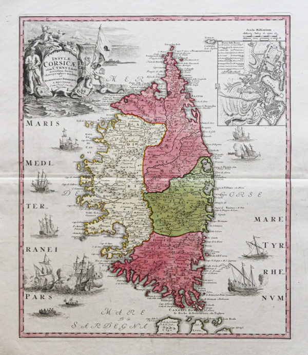 Carte géographique ancienne de la Corse