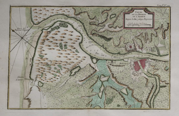 Carte marine ancienne de la Rivière de L’Adour - Bayonne