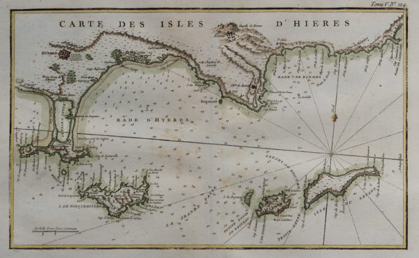 Carte marine ancienne des Iles d’Hyères