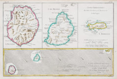 Carte géographique - Île Maurice - Réunion - Île Rodrigue