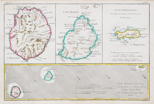 Carte géographique - Île Maurice - Réunion - Île Rodrigue