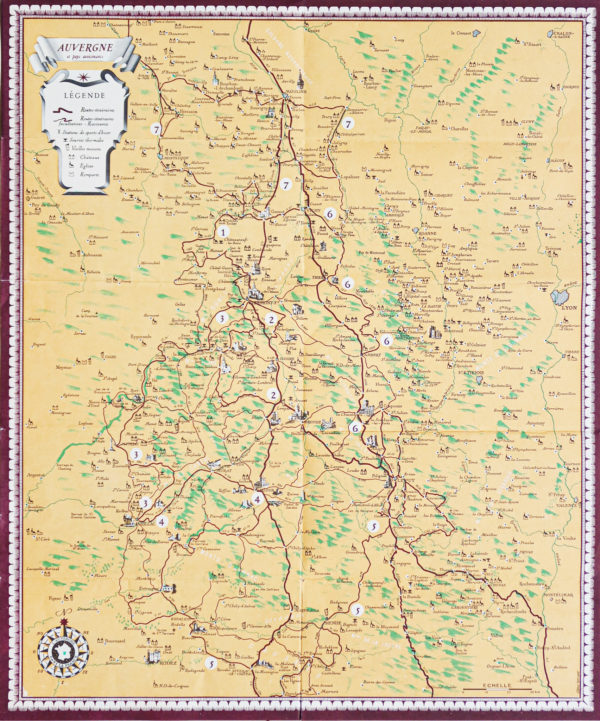 Carte itinéraire de l’Auvergne et pays avoisinants