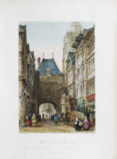 Gravure ancienne - Rue du Gros-Horloge - Rouen