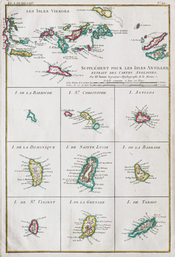 Carte géographique ancienne des Antilles