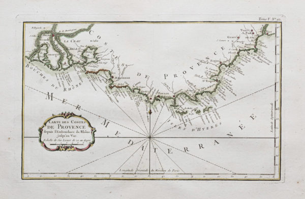 Carte marine ancienne des côtes de Provence