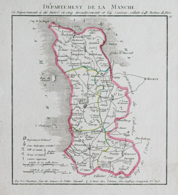 Carte ancienne du département de la Manche