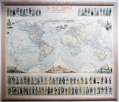 mappemonde ; wall map; world map antique; ancienne