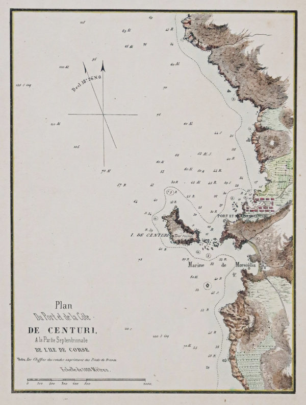 Plan ancien du port et de la côte de Centuri - Corse