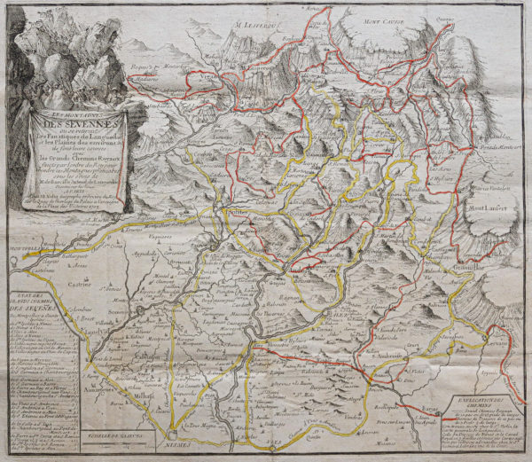 Carte géographique ancienne des Cévennes