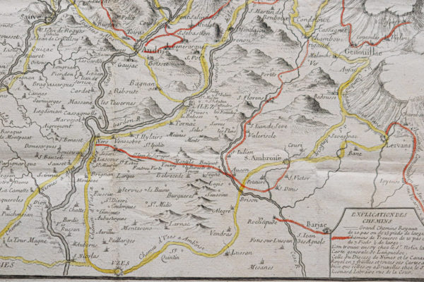 Carte géographique ancienne des Cévennes