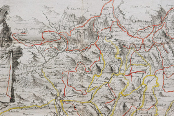 Carte géographique ancienne des Cévennes