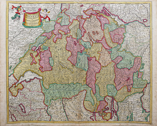 Carte géographique ancienne de la Suisse