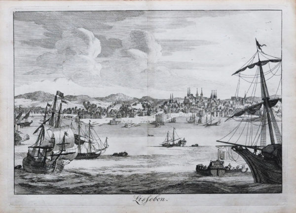 Gravure ancienne de Lisbonne