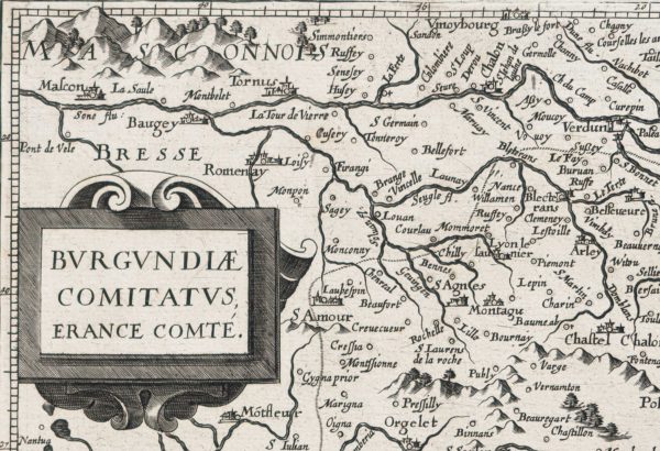 Carte géographique ancienne de Bourgogne et Franche-Comté