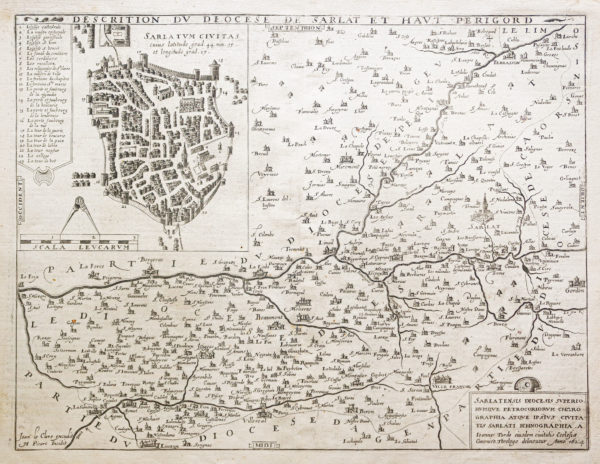 Carte géographique ancienne du Périgord et Sarlat