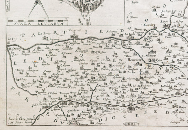 Carte géographique ancienne du Périgord et Sarlat