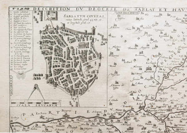 Carte géographique ancienne du Périgord et Sarlat