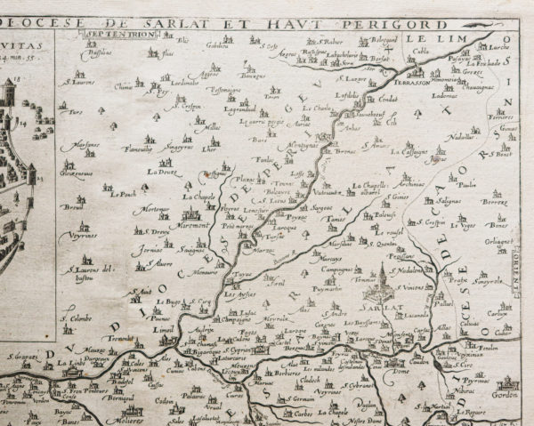 Carte géographique ancienne du Périgord et Sarlat