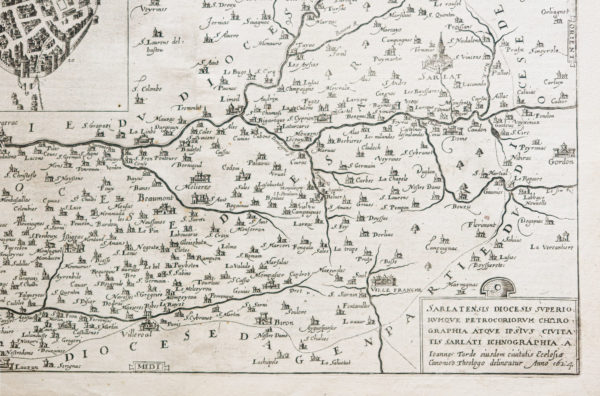 Carte géographique ancienne du Périgord et Sarlat