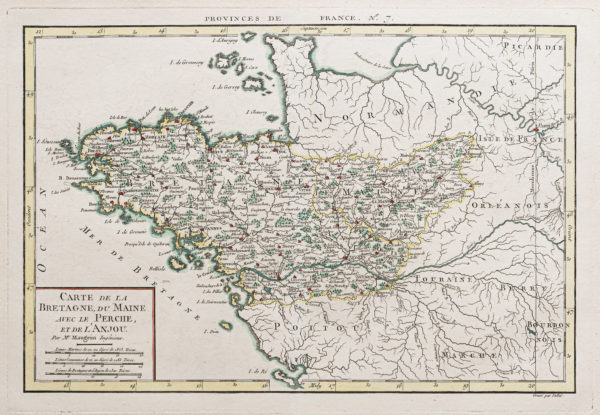 Carte ancienne de la Bretagne - Maine - Anjou
