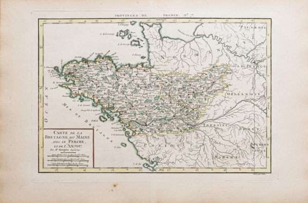 Carte ancienne de la Bretagne - Maine - Anjou