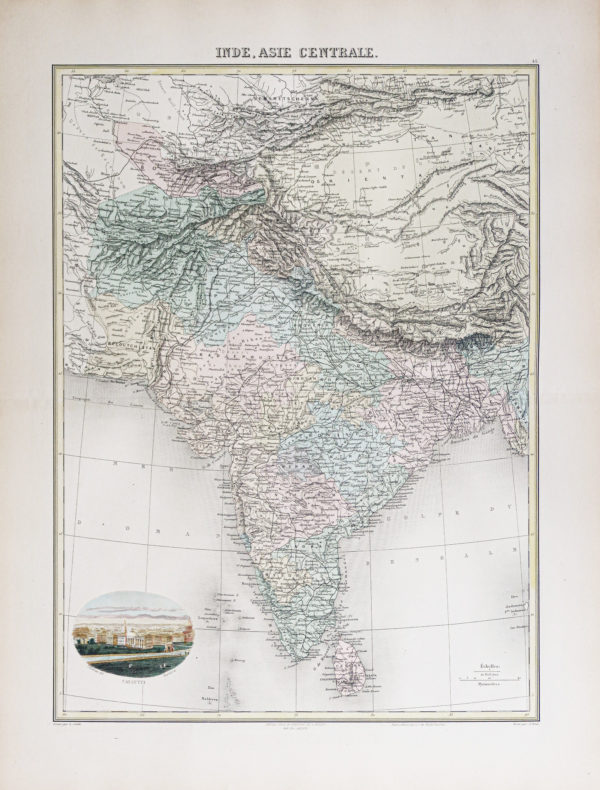 Carte géographique ancienne - Inde - Asie Centrale