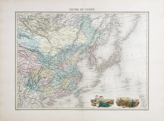 Carte géographique ancienne - Chine - Corée