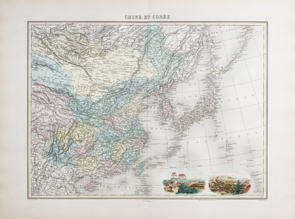 Carte géographique ancienne - Chine - Corée