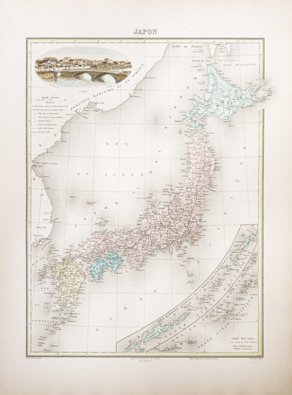 Carte géographique ancienne du Japon
