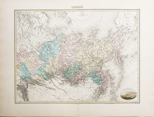 Carte géographique ancienne de la Sibérie